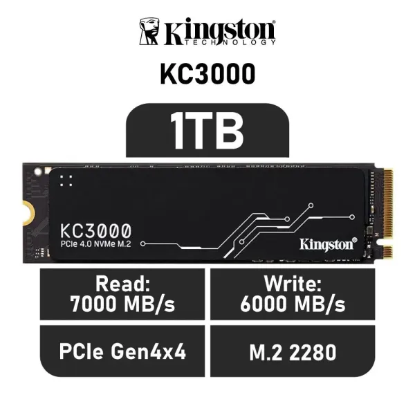 Kingston KC3000 SSD 1TB NVMe PCIe 4.0 x4 a 7000MB/s con disipador