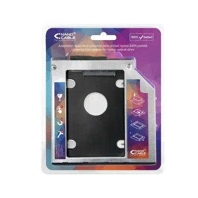 Nanocable Adaptador Disco Duro 9.5mm para Unidad Óptica 12.7mm Nanocable Adaptador Disco Duro 9.5mm para Unidad Óptica 12.7mm