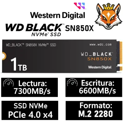 Disco Duro WD Black SN850X 1TB Disco SSD 7300MB/S NVMe PCIe 4.0