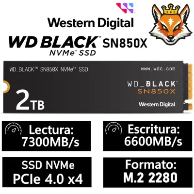 Disco Duro WD Black SN850X 2TB Disco SSD 7300MB/S NVMe PCIe 4.0