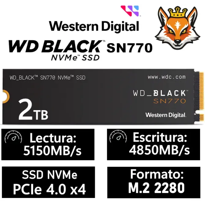 Western Digital WD_BLACK SN770 SSD 2TB 5150MB/s NVMe PCIe 4.0