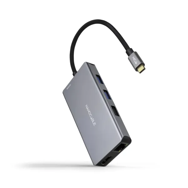 Nanocable Docking Hub 9 en 1 USB-C a HDMI/RJ45/USB 3.2/USB-C PD/Lector Tarjetas