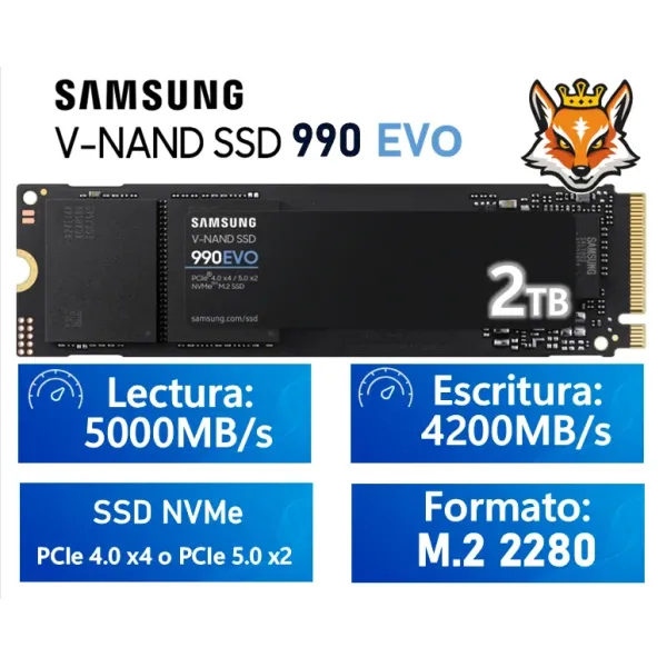 Samsung 990 EVO 2TB SSD M.2 PCIe 4.0 x4/5.0 x2 NVMe 2.0 a 5000MB/s