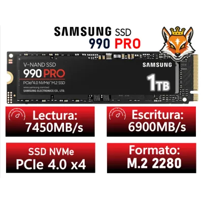 Samsung 990 PRO 1TB SSD PCIe 4.0 NVMe M.2 a 7450MB/s