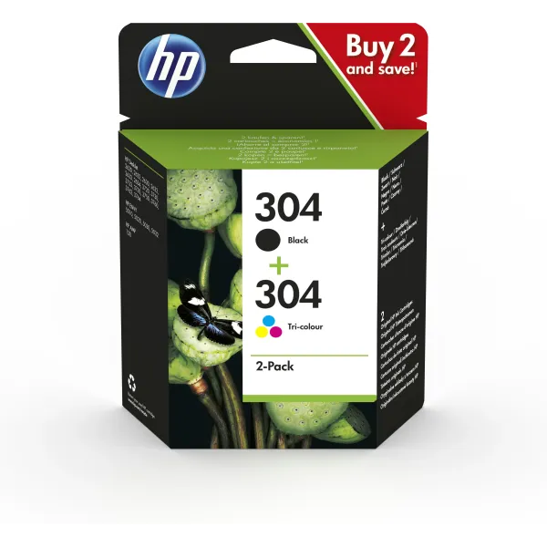 HP 304 Multipack Negro y Tricolor 3JB05AE - Cartuchos de Tinta Originales