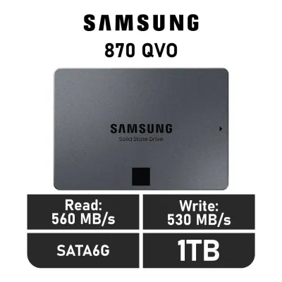 Samsung 870 QVO SSD 1TB 2.5" SATA 6GB/s a 560MB/s Samsung 870 QVO SSD 1TB 2.5" SATA 6GB/s a 560MB/s