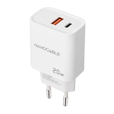 Cargador Pared 1xusb-c Pd 1xusb-a/qc 20w Blanco Nanocable Cargador Pared 1xusb-c Pd 1xusb-a/qc 20w Blanco Nanocable