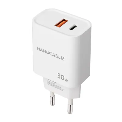 Cargador Pared 1xusb-c Pd 1xusb-a/qc 30w Blanco Nanocable Cargador Pared 1xusb-c Pd 1xusb-a/qc 30w Blanco Nanocable