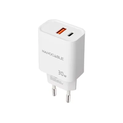 Cargador Pared 1xusb-c Pd 1xusb-a/qc 30w Blanco Nanocable Cargador Pared 1xusb-c Pd 1xusb-a/qc 30w Blanco Nanocable