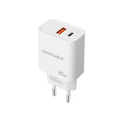 Cargador Pared 1xusb-c Pd 1xusb-a/qc 30w Blanco Nanocable Cargador Pared 1xusb-c Pd 1xusb-a/qc 30w Blanco Nanocable