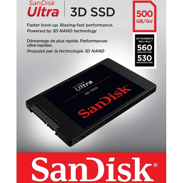 SanDisk Ultra 3D SSD 500GB 2.5" a 560MB/s SATA 6GB/s