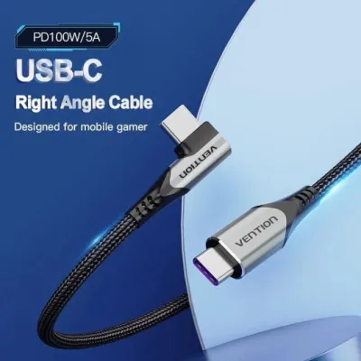 Cable USB 2.0 Tipo-C 90º Vention TAKHD/ USB Tipo-C Macho - USB
