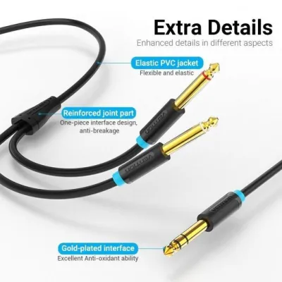 Cable Estéreo Vention BATBH/ Jack 6.35 Macho - 2x Jack 6.35