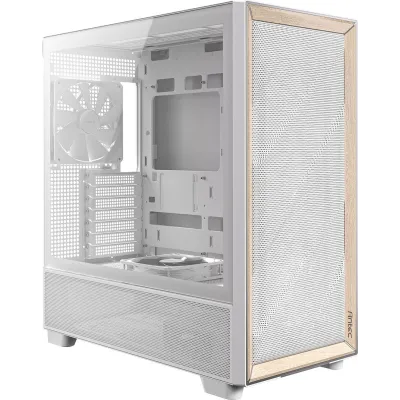 Antec FLUX blanco/marrón Madera ATX Cristal Templado USB-C
