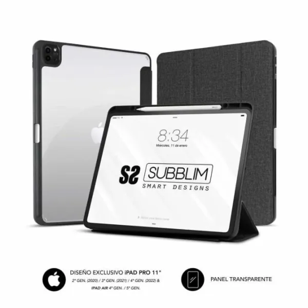 Subblim Clear Shock Case Funda Negra para iPad Pro 11" 2022/2021/2020