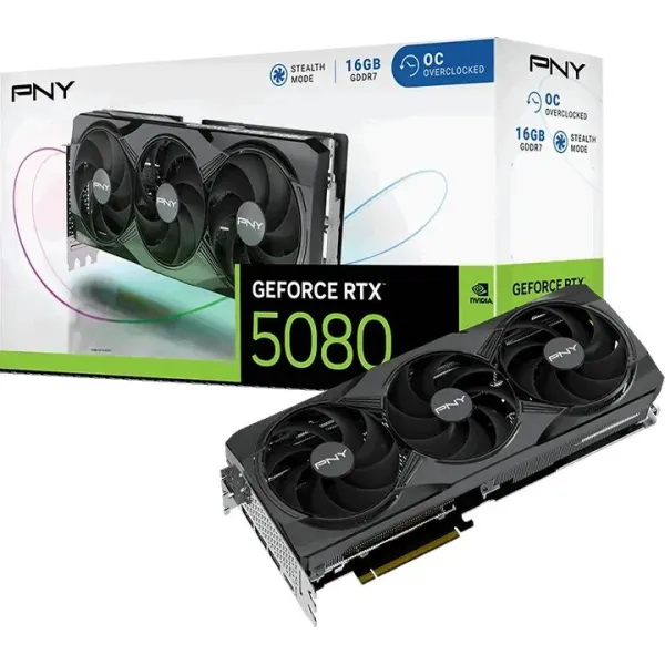 PNY GeForce RTX 5080 OC Triple Fan 16GB GDDR7 Reflex 2 RTX AI DLSS4