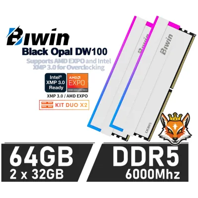 Biwin Black Opal DW100 WHITE RGB KIT 64GB DDR5 a 6000MHz CL30