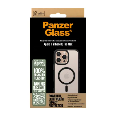 PanzerGlass Funda para iPhone 16 Pro Max transparente y negra PanzerGlass Funda para iPhone 16 Pro Max transparente y negra