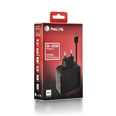 Cargador de Portátil NGS W-45W USB Tipo-C/ 45W/ Automático/ Cargador de Portátil NGS W-45W USB Tipo-C/ 45W/ Automático/