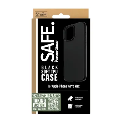 PanzerGlass SAFE Funda TPU Negra para Apple iPhone 16 Pro Max PanzerGlass SAFE Funda TPU Negra para Apple iPhone 16 Pro Max