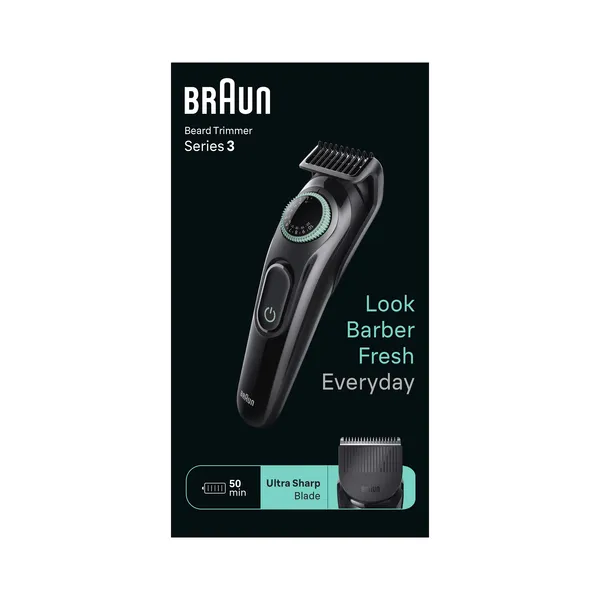 Braun BeardTrimmer 3 BT3411 Batería 40 2 cm Negro, Verde