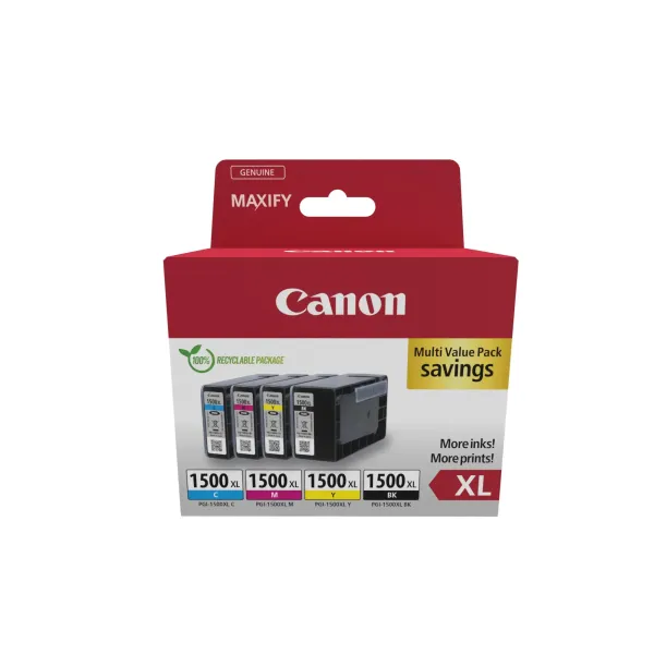 Cartucho de Tinta Original Canon PGI-1500XL Multipack Alta Capacidad/ Cian/ Magenta/ Amarillo/ Negro