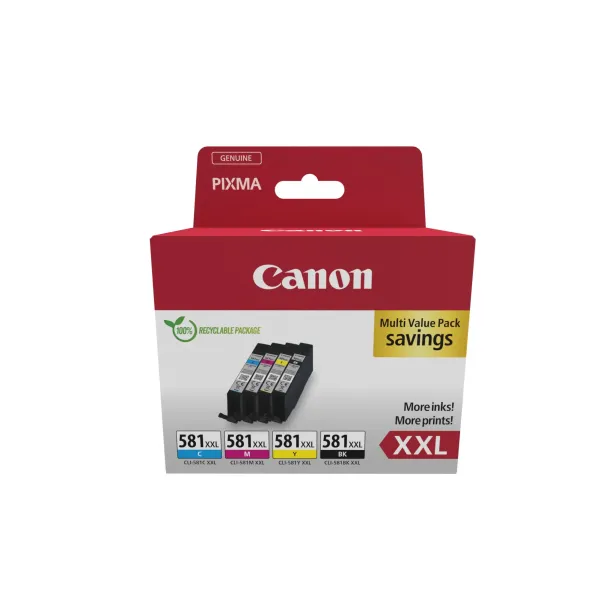 Cartucho de Tinta Original Canon CLI-581XXL Multipack Alta Capacidad/ Cian/ Magenta/ Amarillo/ Negro