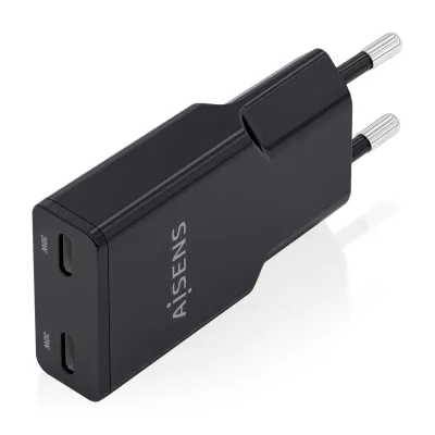 AISENS ASCH-30W2P049-BK Cargador GaN Doble x2 USB-C 30W Negro