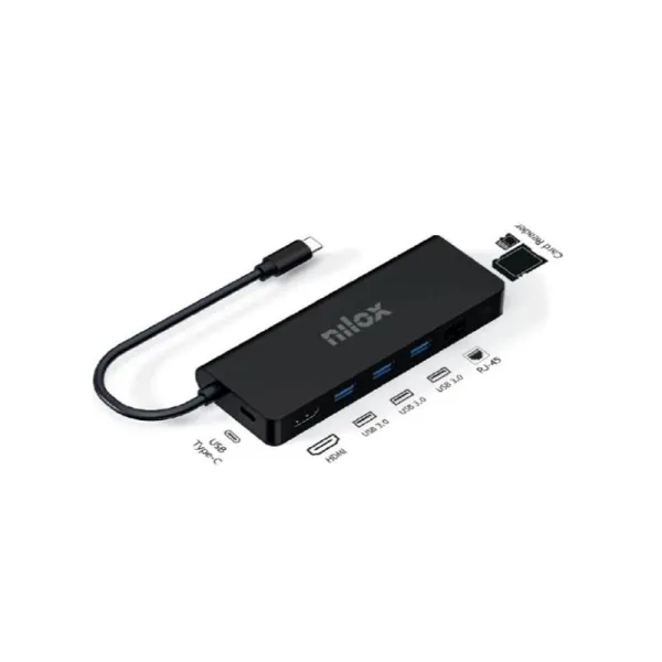 Nilox docking station usbc 8 en 1 dual 4k 1000mbps