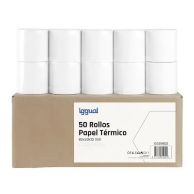 iggual Pack 50 Rollos Papel Térmico sin BPA 80x80mm iggual Pack 50 Rollos Papel Térmico sin BPA 80x80mm
