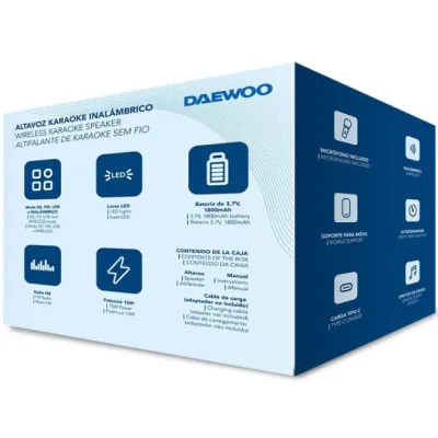 Altavoz con Bluetooth Daewoo Karaoke DW3008/ 15W/ 1.0 Altavoz con Bluetooth Daewoo Karaoke DW3008/ 15W/ 1.0