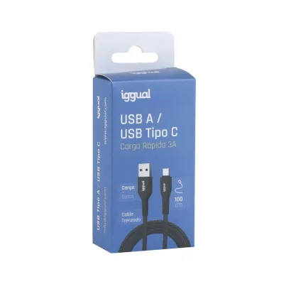 Iggual cable usb-a a tipo c 3a 100 cm trenzado Iggual cable usb-a a tipo c 3a 100 cm trenzado
