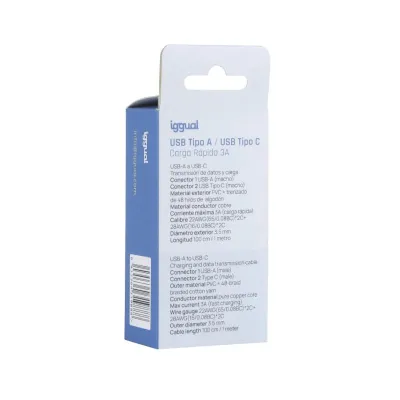 Iggual cable usb-a a tipo c 3a 100 cm trenzado Iggual cable usb-a a tipo c 3a 100 cm trenzado