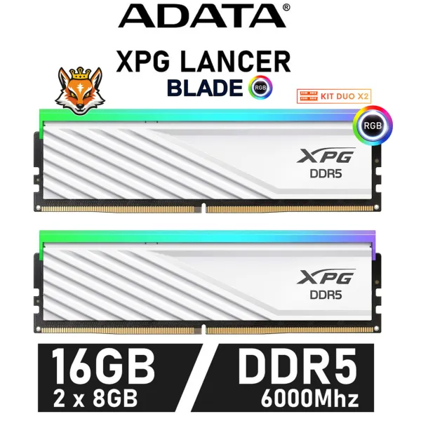 Adata XPG Lancer Blade RGB White KIT 16GB DDR5 a 6000MHz CL36 1.2v XMP 3.0 (2x8GB)