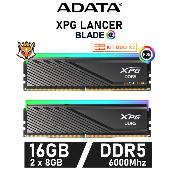 Adata XPG Lancer Blade RGB KIT 16GB DDR5 a 6000MHz CL36 1.1v XMP 3.0 (2x8GB)