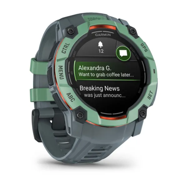 Garmin Instinct 3 50mm AMOLED Reloj Smartwatch Deportivo GPS 10ATM Verde con Correa Gris