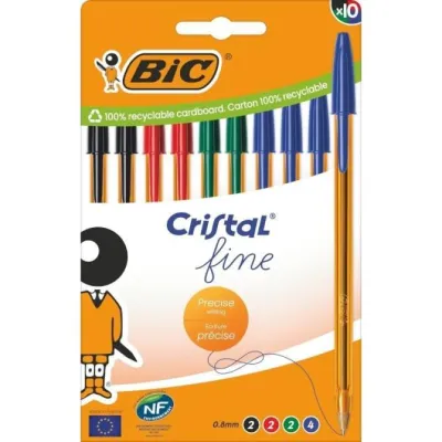 Bolígrafos de Tinta de Aceite Bic Cristal Fine 516356/ 10 Bolígrafos de Tinta de Aceite Bic Cristal Fine 516356/ 10