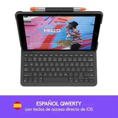 Logitech Slim Folio Funda con Teclado Bluetooth Gris para iPad