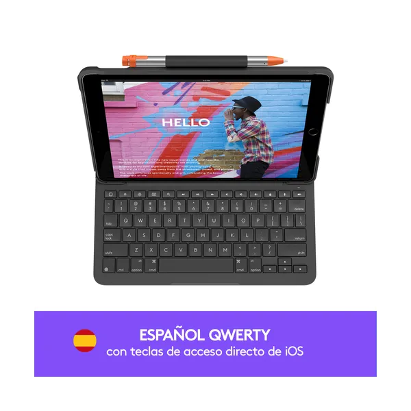 Logitech Slim Folio Funda con Teclado Bluetooth Gris para iPad 7/8/9 Generación