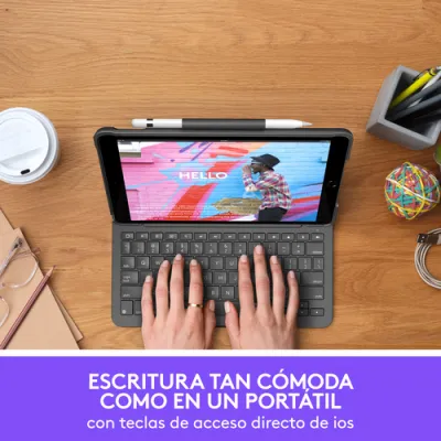 Logitech Slim Folio Funda con Teclado Bluetooth Gris para iPad
