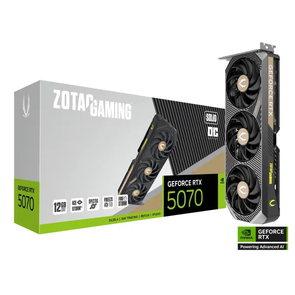 Zotac GAMING GeForce RTX 5070 SOLID OC 12GB GDDR7 Reflex 2 RTX AI DLSS4