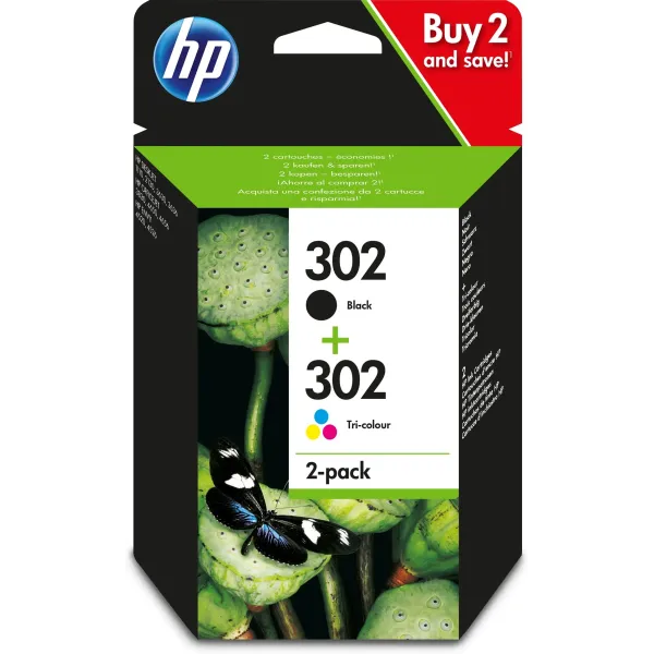 HP 302 Multipack Negro y Tricolor X4D37AE - Cartuchos de Tinta Originales