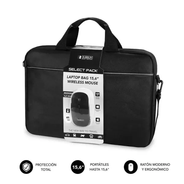 Subblim Pack Ratón Wireless + Maletín para portátil hasta 15.6" Negro 