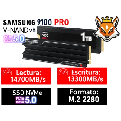 Samsung 9100 PRO con Disipador 1TB SSD M.2 PCIe 5.0 x4 NVMe 2.0