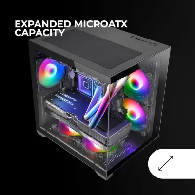 MARS GAMING MC-VIEW2 Negra Caja Gaming MicroATX Cristal MARS GAMING MC-VIEW2 Negra Caja Gaming MicroATX Cristal