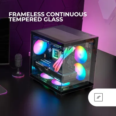 MARS GAMING MC-VIEW2 Negra Caja Gaming MicroATX Cristal MARS GAMING MC-VIEW2 Negra Caja Gaming MicroATX Cristal