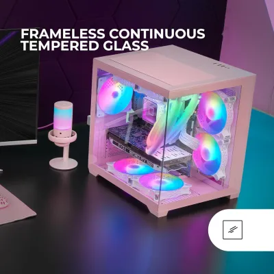 MARS GAMING MC-VIEW2P Rosa Caja Gaming MicroATX Cristal MARS GAMING MC-VIEW2P Rosa Caja Gaming MicroATX Cristal