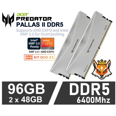 Acer Predator Pallas II Silver KIT 96GB DDR5 a 6400MHz CL32