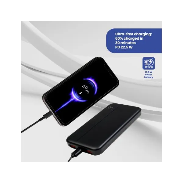 Ewent Power Bank de 22.5W y 10,000 mAh USB-C y USB-A.Permite cargar hasta tres dispositivos