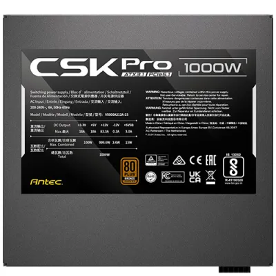 Antec CSK 1000 PRO 1000w 80+Bronze ATX 3.1 PCIe 5.1 Fuente Semi Antec CSK 1000 PRO 1000w 80+Bronze ATX 3.1 PCIe 5.1 Fuente Semi